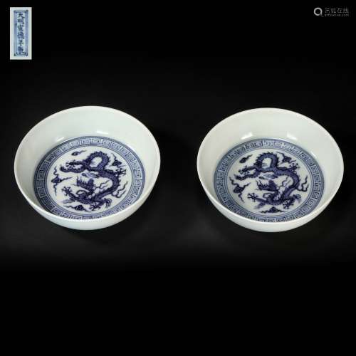 A Pair of Plate in Dragon Grain from Ming