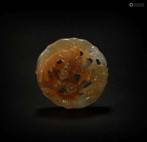 Agate Ornament in Phoenix Grain from Qing