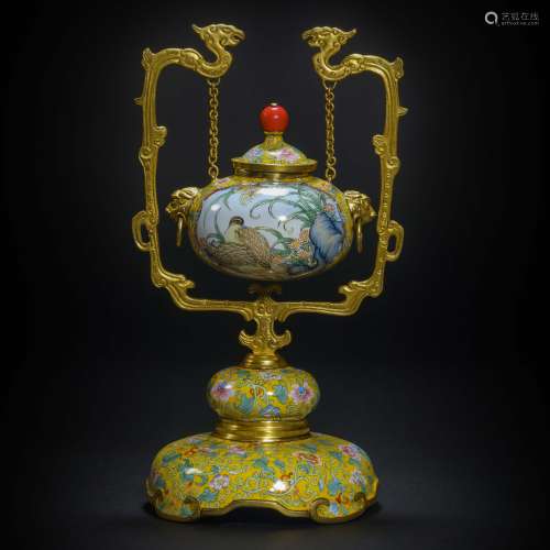 Colour Enamels Censer from Qing