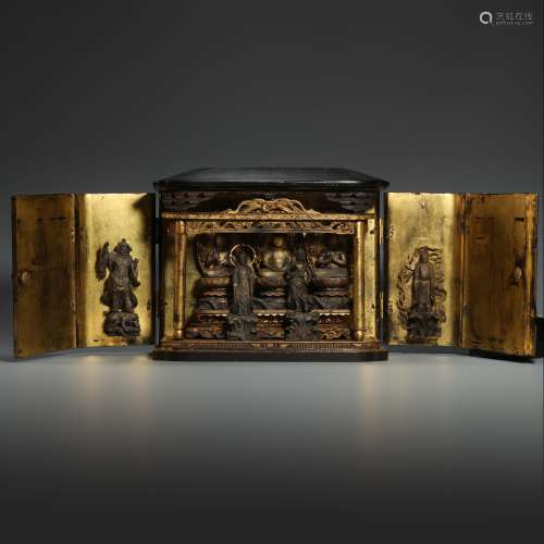 Tracing Golden Wood Niche for Buddha from Qing