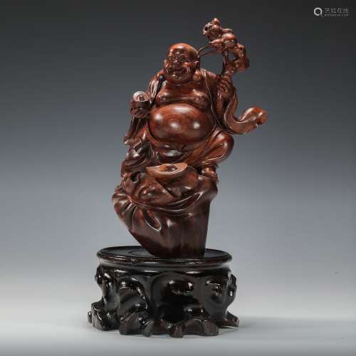 Wood Carved Maitreya Statue from Qing