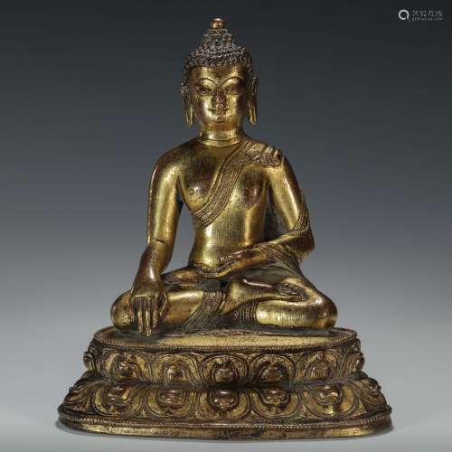 Copper and Golden  Sakyamuni Statue from Qing