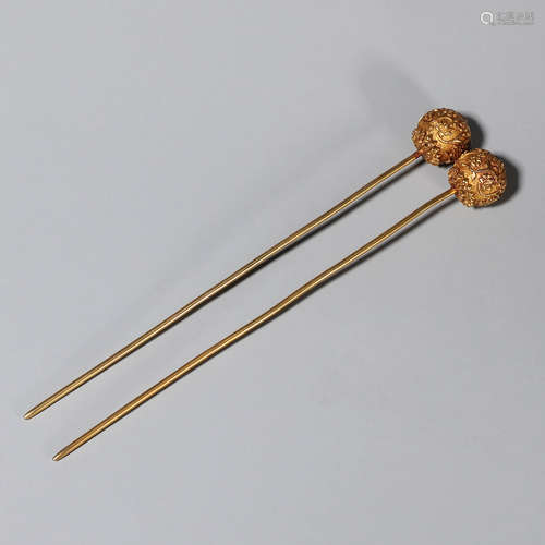 A gilding silver flower hairpin