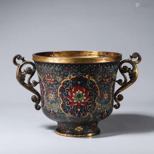 A gilding cloisonne phoenix bird censer