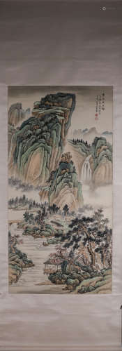 A Chinese landscape painting, Wu Guxiang mark