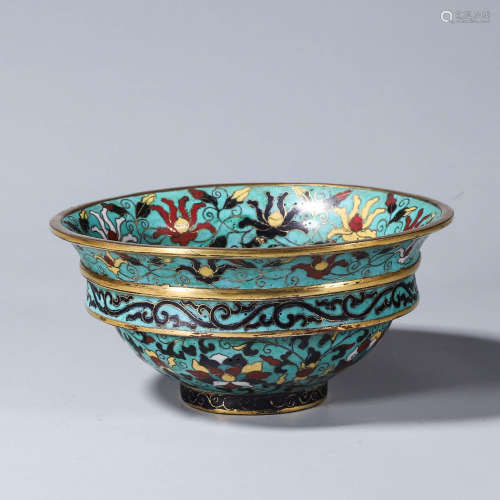 A flower patterned cloisonne bowl