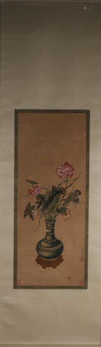 A Chinese flower-and-plant painting, Lang Shiing mark