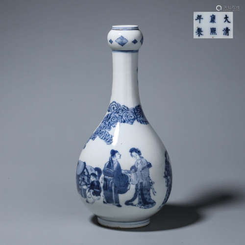 A blue and white figure porcelain vase