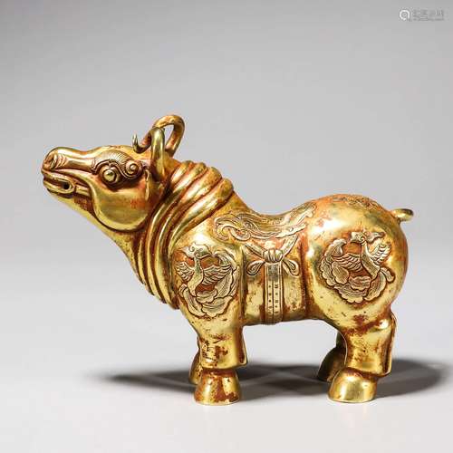 A gilding copper ox ornament