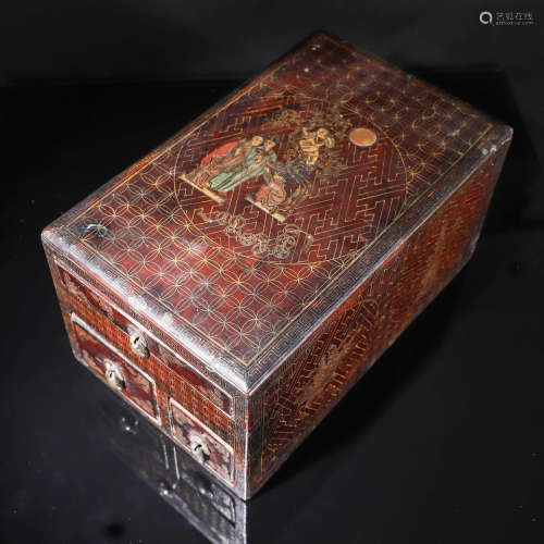 A gilt lacquered wood jewelry box