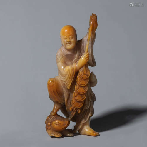 A Shoushan stone carved figure ornament