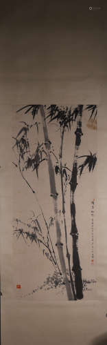 A Chinese bamboo painting, Hongyi mark