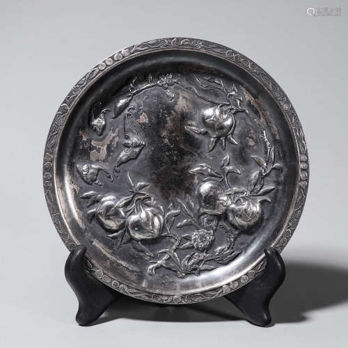 A bat patterned silver plate