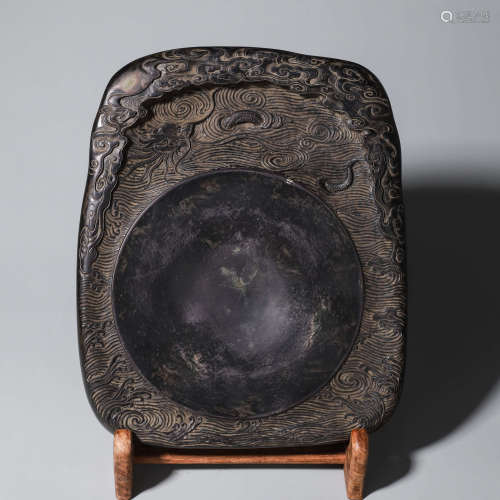 A seawater and dragon inscribed duan inkstone