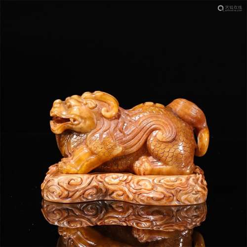 A hollowed out Tianhuang stone beast incense burner