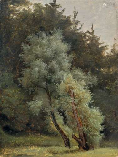 Carl Robert Kummer, Waldsaum im Abendlicht. Um 1830/1840.Car...