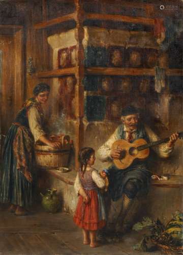 Richard Eisermann, Gitarrenständchen in der Bauernstube. 188...