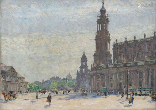 Fritz Beckert, Dresden – Blick vom Theaterplatz zu Hofkirche...