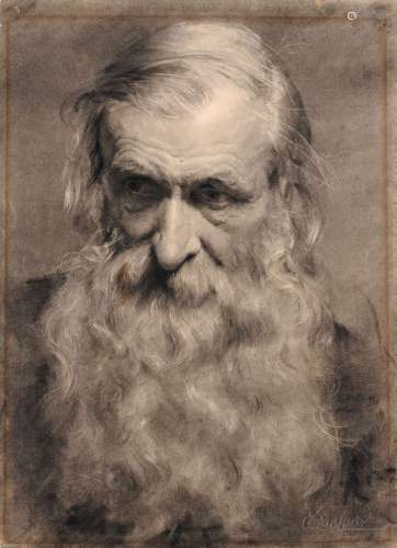 Osmar Schindler, Porträt eines bärtigen Mannes. 1884.Osmar S...