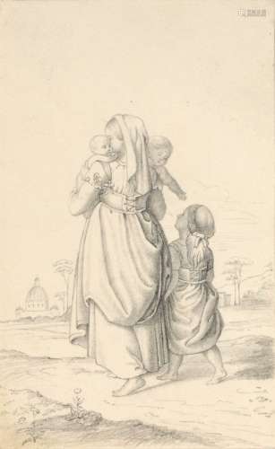 Friedrich von Olivier (zugeschr.), Römerin mit ihren Kindern...