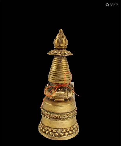 A Gilt Bronze Stupa