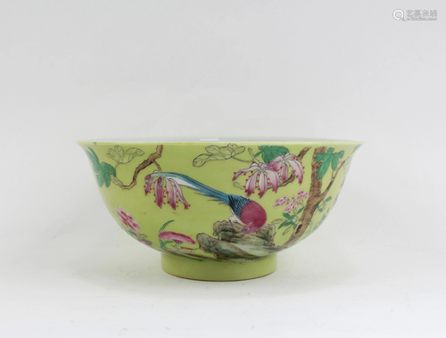 Chinese Famille Jaune Porcelain Bowl