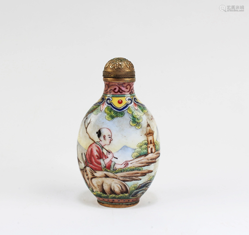 A Gilt Bronze Enamel Snuff Bottle