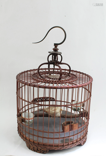 A Carved Bamboo Bird Cage