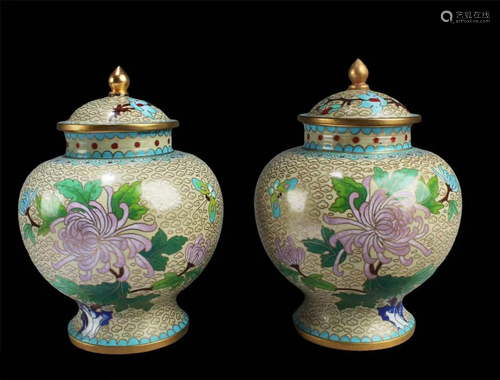 A Pair of Cloisonne Jars