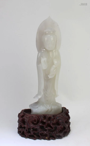 Chinese Jade Carved Guanyin Statue