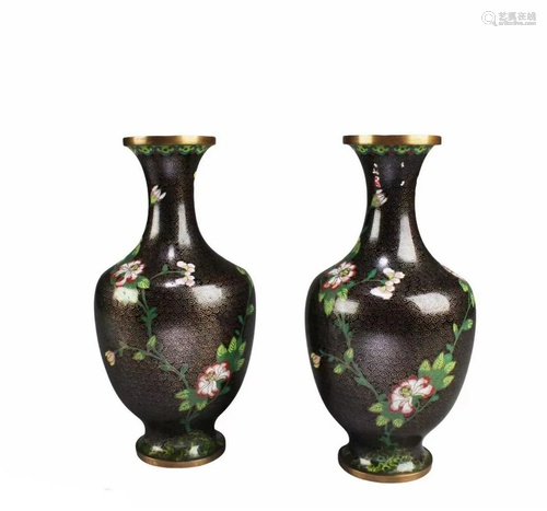 A Pair of Cloisonne Vases