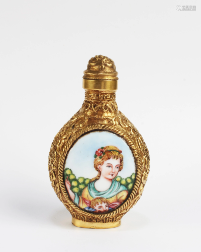 Chinese Gilt Bronze Enamel Snuff Bottle