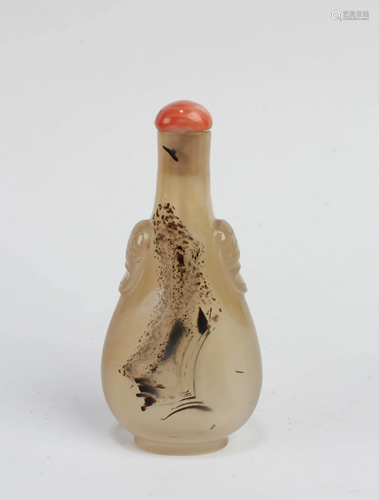 Antique Chinese Agate Snuff Bottle, 18th C