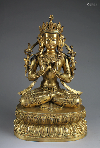 A Ming Dynasty Gilt Bronze Bodhisattva Statue