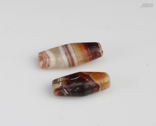 Two Tibet 'First-Line' Dzi Beads