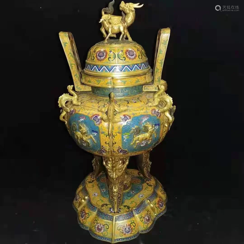 A Massive Chinese Cloisonne Incense Burner