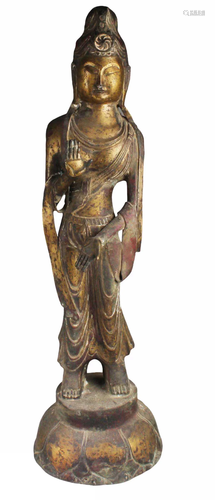 A Gilt Bronze Bodhisattva Statue