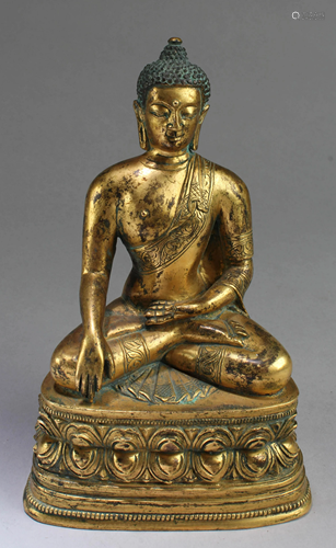 18th Century Gilt Bronze Buddha Statue