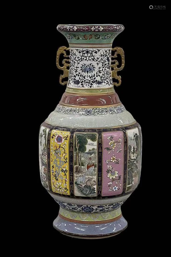 Massive Chinese Qianlong-Style Enameled-Porcelain Study