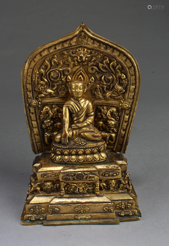 15th Century Gilt Bronze Buddha Statue