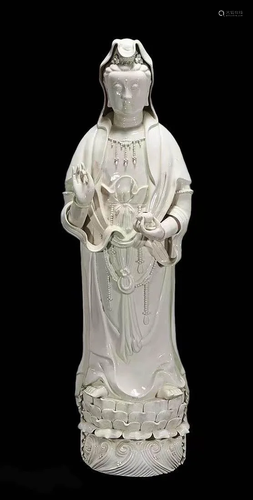 Chinese Blanc De Chine Standing Guanyin Statue