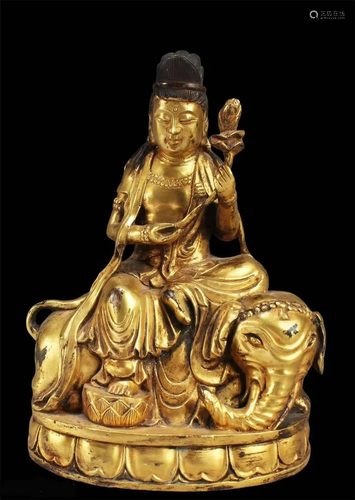 Chinese Gilt Bronze Guanyin Statue