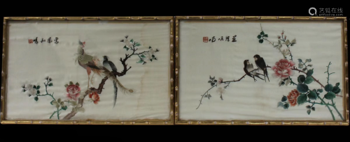 A Pair of Chinese Framed Embroidery Painting
