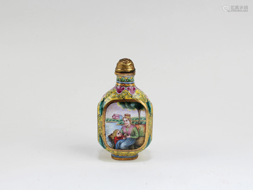 A Gilt Bronze Enamel Snuff Bottle