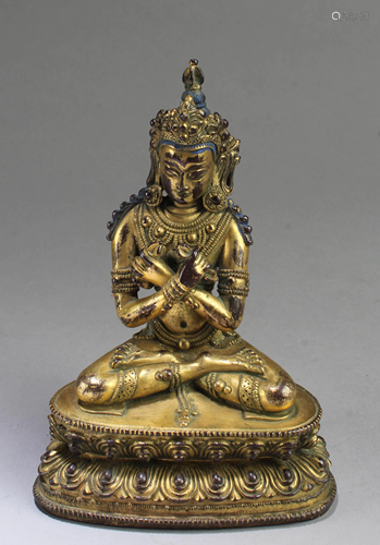 15th Century Gilt Bronze Bodhisattva Statue