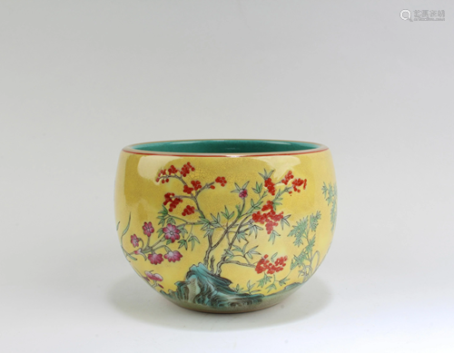 Chinese Famille Jaune Porcelain Bowl