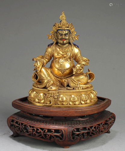 19th Century Chinese Gilt Bronze Bodhisattva Statue