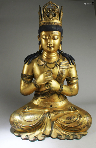 Ming Dynasty Gilt Bronze Bodhisattva Statue