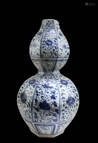 Chinese Blue & White Double Gourd Vase