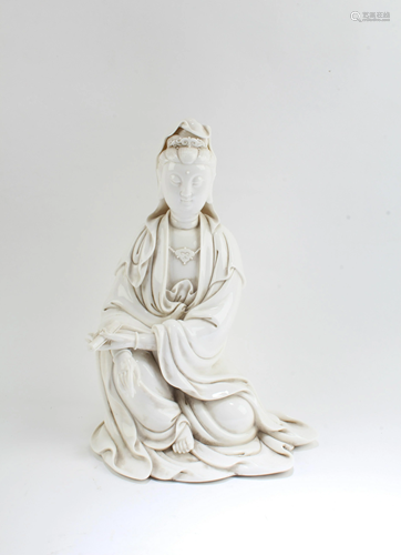 Chinese Blanc De Chine Seated Guanyin Statue